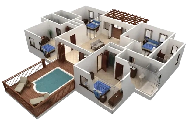 3 BHK Apartments Floor Plan